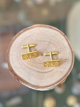 Load image into Gallery viewer, Vintage Egyptian Hieroglyphs Sterling Silver Cufflinks Ankh Brushed Gold Bullet Back Cuff Links