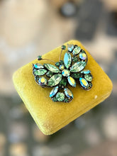 Load image into Gallery viewer, Vintage Signed REGENCY Green & Aurora Borealis Faceted Rhinestone Butterfly Brooch Midcentury