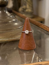 Load image into Gallery viewer, Vintage Sterling Silver & Cubic Zirconia CZ Solitaire Dainty Thin Ring US Size 6
