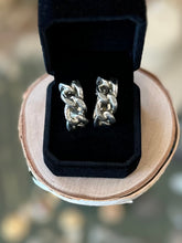 Load image into Gallery viewer, Vintage YSL Yves Saint Laurent Gunmetal Chain Link Design Silver Tone Clip-on Earrings Semi-Hoop