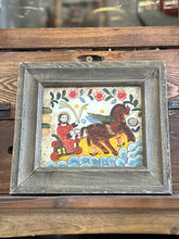Load image into Gallery viewer, Vintage The Assumption of Elijah | Reverse Painting Framed Folk Art Romanian Eastern European Icon | 10.75" x 9.75" Frame