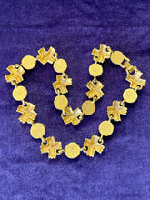 Load image into Gallery viewer, Vintage 1980s Matte Gold Tone & Black Geometric Link Necklace USA 17”