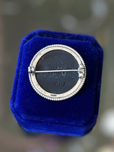 Load image into Gallery viewer, Vintage Circa 1967 Signed Wedgwood England Silver Black & White Jasperware Cupid Stringing His Bow Cameo Brooch 1960s