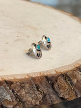 Load image into Gallery viewer, Vintage Southwestern Sterling Silver Genuine Turquoise Bear Claw Stud Earrings