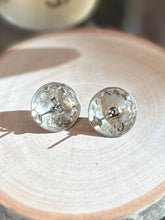 Load image into Gallery viewer, Vintage Midcentury Signed JJ Native American Sterling Silver Black Onyx Cabochon Etched Circle Earrings Studs