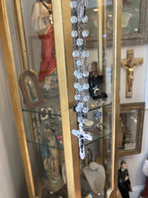 Load image into Gallery viewer, Vintage 1940s Clear Hand Cut Crystal Sterling Silver Crucifix Rosary 20.75"