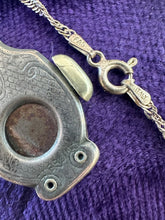 Load image into Gallery viewer, Antique Victorian Engraved & Monogrammed WR Sterling Silver Cigar Cutter Pendant on Sterling Ball Bead Chain Necklace 17.5”