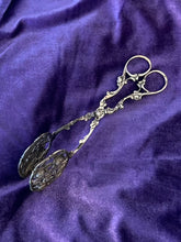 Load image into Gallery viewer, Antique Continental German 800 Silver Pierced Cabbage Rose Sugar Tongs Serving Tongs Ornate