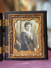 Load image into Gallery viewer, Antique Woman Daguerreotype Ambrotype Gutta Purcha Case Burgundy Velvet Photograph Portrait
