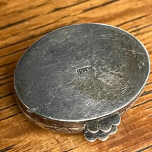 Load image into Gallery viewer, Antique Silver Red Bird Tree Branch Pill Box Container Engraved Flower Design