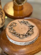 Load image into Gallery viewer, Vintage Signed TAXCO Mexico TS-29 Geometric Circles & Triangles Link Bracelet Toggle Clasp 7”