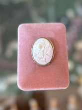 Load image into Gallery viewer, Pink Conch Shell Vintage Antique Hand Carved Blooming Rose Cameo 800 Silver Pendant & Brooch