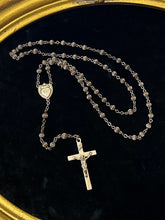 Load image into Gallery viewer, Vintage Circa 1940s All Sterling Silver Grooved Bead Sacred Heart Rosary Engraved E.A. Cronauer Religious 16.55”
