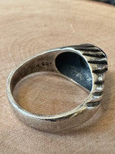 Load image into Gallery viewer, Vintage Signed SARAH Coventry Sterling Silver Spiral & Black Cabochon Ring US Size 7