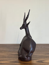Load image into Gallery viewer, Mid Century Modern Hand Carved Antelope Sculpture | Solid Dark Wood