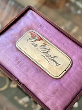 Load image into Gallery viewer, Vintage Parsons’ Casket Hardware Co. Our Darling Nickel Metal Casket Name Plate Silver Tone 4.7x2.2 Mourning
