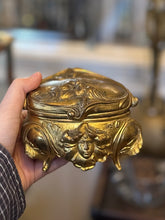 Load image into Gallery viewer, Antique Art Nouveau Period | Signed B&W Jewelry Casket Gilt Lady Face Lily Flower | Unlined