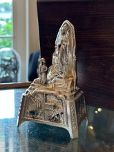 Load image into Gallery viewer, Vintage Art Deco Shiny Silver Tone Metal Statue Lourdes Apparition of Virgin Mary to St Bernadette 6” France