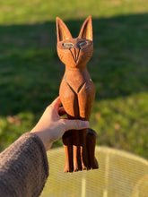Load image into Gallery viewer, Vintage Midcentury MCM Circa 1960s Hand Carved & Hand Painted Teak Wood Siamese Cat Sculpture 12.4”