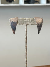 Load image into Gallery viewer, Vintage Modernist Sterling Silver Mexico Hammered Geometric Curved Triangle Drop Earrings