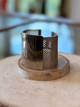 Load image into Gallery viewer, Vintage Midcentury Large Wide Silver Tone Mesh Center Panel Statement Bracelet 7.5”