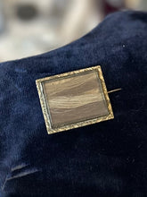 Load image into Gallery viewer, Antique Victorian Mourning Brooch Hair Jewelry Beveled Glass Rectangular Pin w/ C Clasp Blonde & Brunette