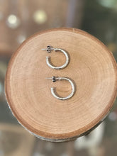 Load image into Gallery viewer, Vintage Sterling Silver 925 Textured Open Hoop Earrings Silver Hoops Minimalist