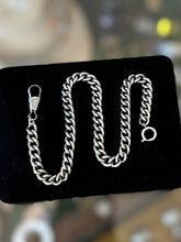 Load image into Gallery viewer, Vintage Midcentury Silver Tone Textured Link Watch Chain Dog Clip Clasp 12.6”