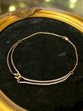 Load image into Gallery viewer, Vintage Circa 1980s Signed NAPIER Two Tone Silver & Gold Modernist Knot Choker Necklace 14.75”