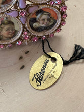 Load image into Gallery viewer, RARE Vintage Midcentury Signed FLORENZA Quartet 4 Picture Easel Back Photo Frame Gold Tone Pink Rhinestones