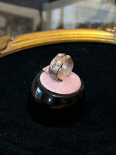 Load image into Gallery viewer, Vintage Signed SIL Silpada 925 Sterling Silver & 14K Yellow Gold Leaf Pink Opal Wide Cigar Band Ring US Size 7 1/2