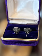 Load image into Gallery viewer, Vintage Two Tone Sterling Silver Beaded Scroll Design Circle Stud Earrings