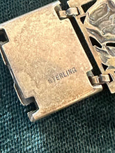 Load image into Gallery viewer, Vintage 1940s 1950s Art Nouveau Revival Sterling Silver Cabbage Rose Panel Link Bracelet 7”