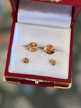 Load image into Gallery viewer, Vintage 1980s 14k Yellow Gold & Genuine Ruby Modernist Stud Earrings Pierced