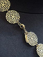 Load image into Gallery viewer, Vintage Signed BEN AMUN by Isaac Manevitz Gold Tone Filigree Floral Circle Chain Necklace 36.75”