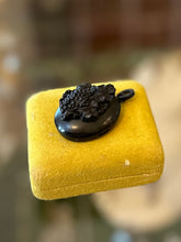 Load image into Gallery viewer, Antique Victorian Gutta Percha Grapes w/ Leaves Mourning Locket Pendant Etched