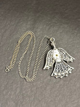 Load image into Gallery viewer, Vintage Southwestern Large Thunderbird Faux Turquoise Cabochon & Silver Tone Pendant Necklace Statement 24.25”