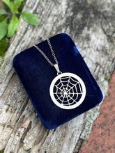 Load image into Gallery viewer, Vintage Signed AD Sterling Silver Spiderweb Web Pendant Necklace 17.5”