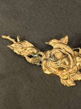 Load image into Gallery viewer, Vintage Midcentury Signed MIRIAM HASKELL Gold Tone Roses Repousse V-Shape Statement Brooch