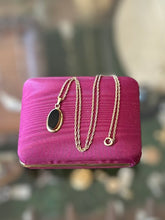 Load image into Gallery viewer, Vintage 1950s 12k GF Gold Filled Oval Black Onyx Pendant Necklace Dainty 1/20 12k GF Chain