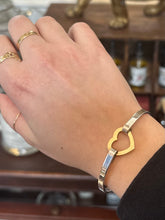 Load image into Gallery viewer, Vintage Signed TIFFANY & CO. 2003 Sterling Silver and 18K Yellow Gold Heart Hook Bangle Bracelet Y2K