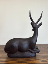 Load image into Gallery viewer, Mid Century Modern Hand Carved Antelope Sculpture | Solid Dark Wood