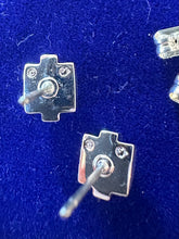 Load image into Gallery viewer, Swarovski Swan Signed Crystal Silver Tone Domed 3-Row Stud Earrings | 1990s-Contemporary