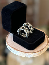 Load image into Gallery viewer, Vintage YSL Yves Saint Laurent Gunmetal Chain Link Design Silver Tone Clip-on Earrings Semi-Hoop