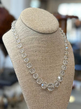 Load image into Gallery viewer, Vintage Midcentury Faceted Clear Crystal Graduated Beaded Necklace with Gold Tone Separators 18”