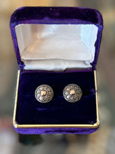 Load image into Gallery viewer, Vintage Two Tone Sterling Silver Beaded Scroll Design Circle Stud Earrings