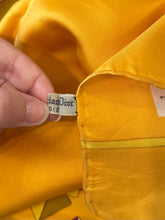 Load image into Gallery viewer, Designer Christian Dior 1960s Geometric Orange Yellow Pattern Square Silk Scarf Made in France 30" Vintage