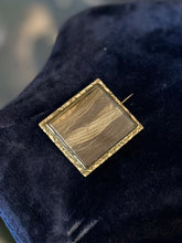 Load image into Gallery viewer, Antique Victorian Mourning Brooch Hair Jewelry Beveled Glass Rectangular Pin w/ C Clasp Blonde & Brunette