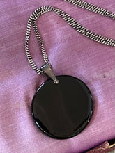 Load image into Gallery viewer, Vintage Sterling Silver & Black Onyx Large Disc 3-Dimensional Butterfly Statement Pendant Necklace 24.25”