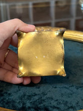 Load image into Gallery viewer, Antique Art Nouveau Gold Gilt Brass Footed Jewelry Trinket Box or Rosary Case Religious Cross | Silk Lined